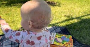 Baby reading fall books