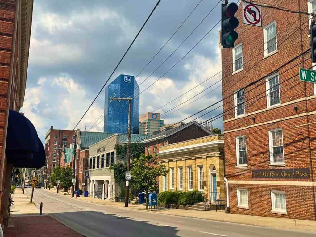 Lexington, KY downtown street and skyline