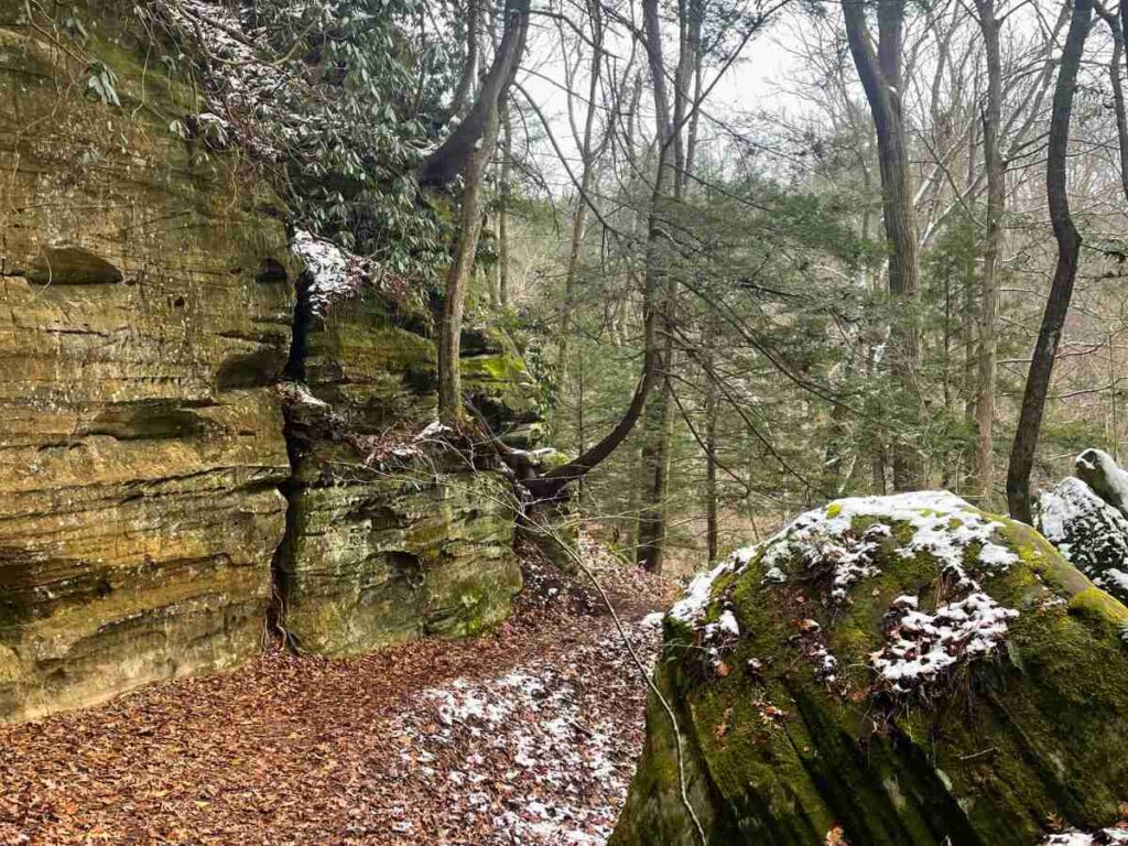 winter hike with snow
