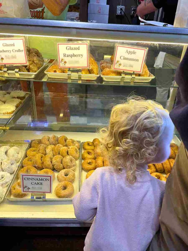Picking out donuts at the Donut Friar in Gatlinburg, TN