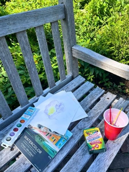 Waterpainting lillies with my kindergartener and preschooler